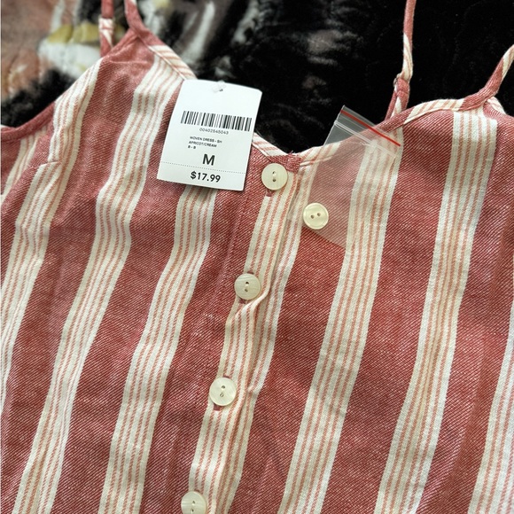 Forever 21 Button Down Vertical Stripe Dress Orange - Picture 3 of 5